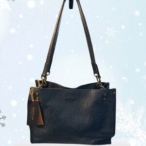 American Leather Co. Lenox Triple Entry NWT Midnight Blue Tooled